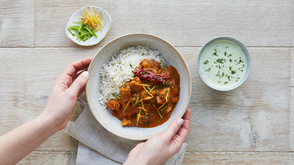 Chicken Tikka Masala with Crispy Ginger and Herby Yogurt - The Spice Tailor US